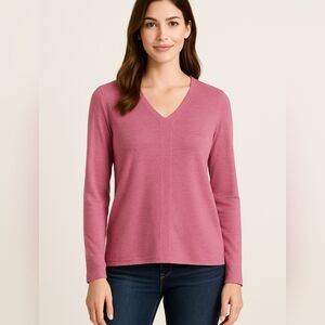 J.Jill  Pink V-neck slub Sweater XS